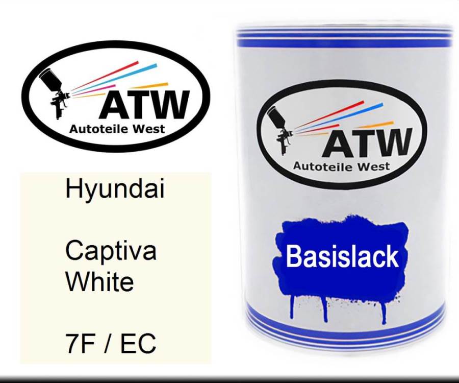 Hyundai, Captiva White, 7F / EC: 500ml Lackdose, von ATW Autoteile West.